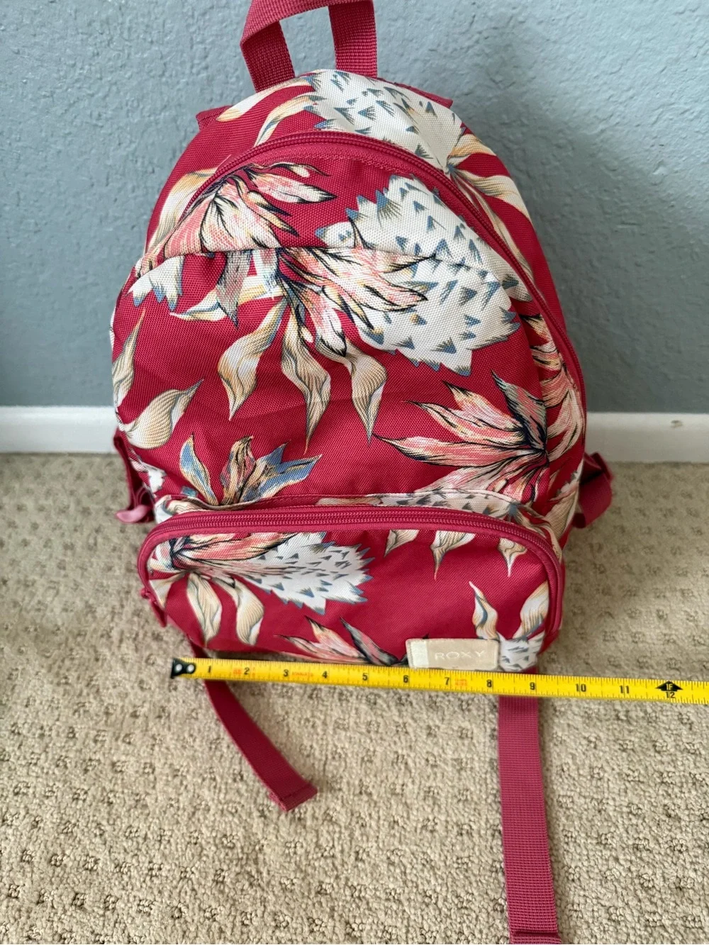 Roxy Floral Raspberry Mini Backpack Purse Hawaiian Floral Print